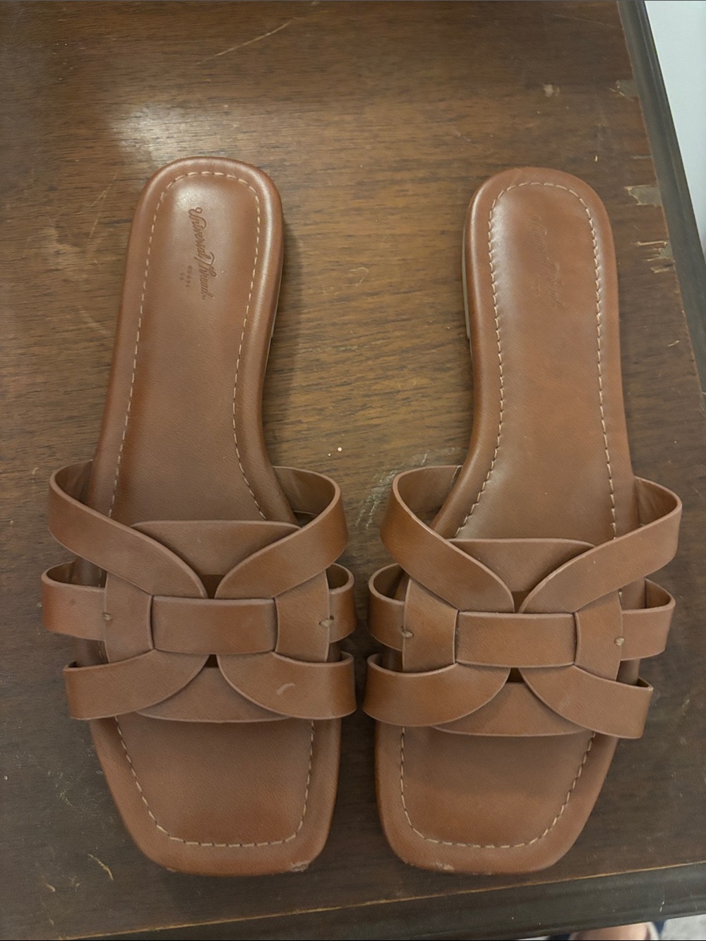 Universal Thread Brown Braided Slide Sandals for Women